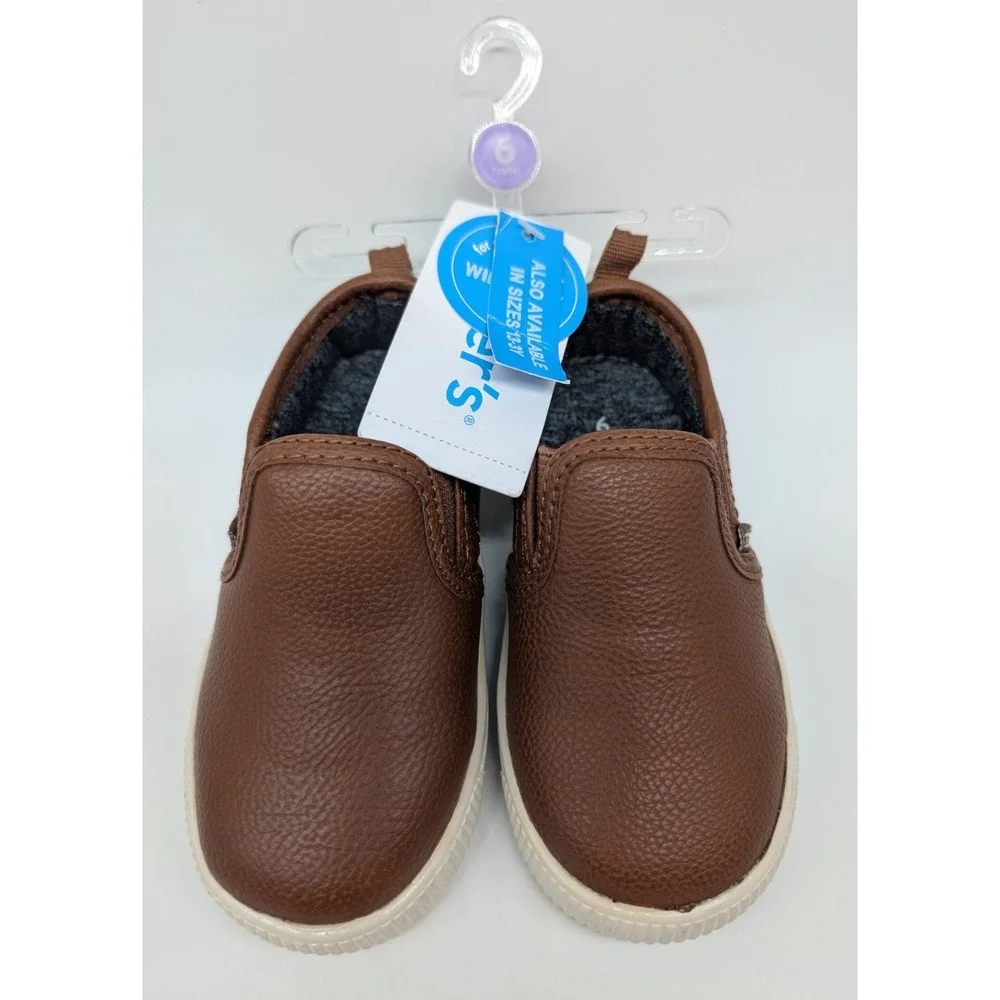 Carter's Slip On Ricky Shoe Toddler Boy's Size 6 Brown Boat Shoe Loafers Easy On